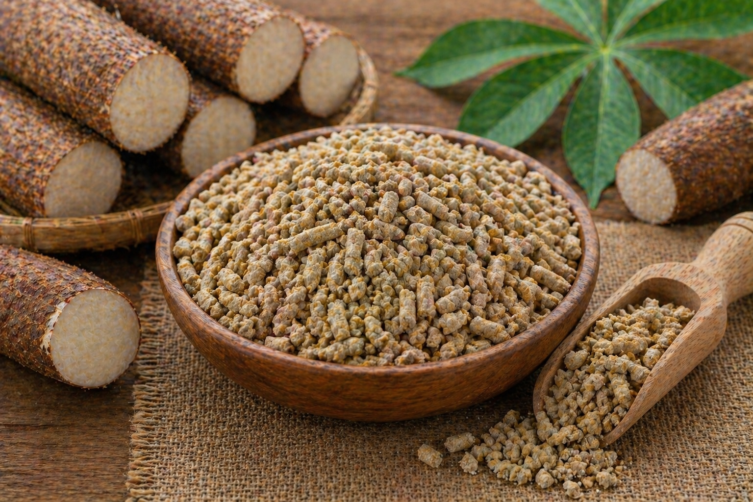 Cassava Pellets — hard-pressed high-density animal feed pellets